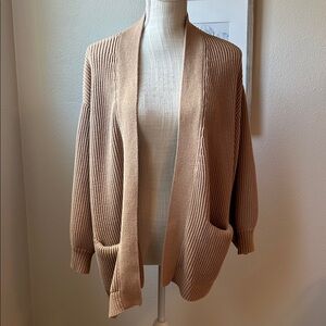 100% Organic Cotton Oversized Cardigan - Camel color